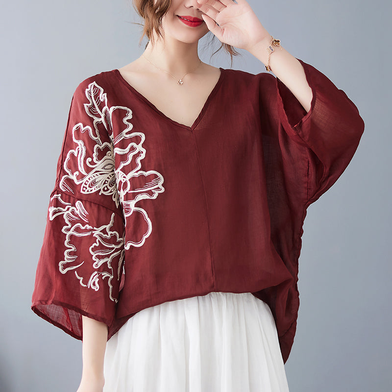 Plus Size Floral Loose Blouse