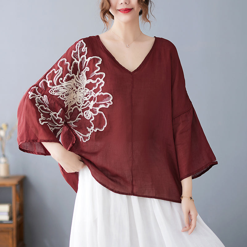 Plus Size Floral Loose Blouse