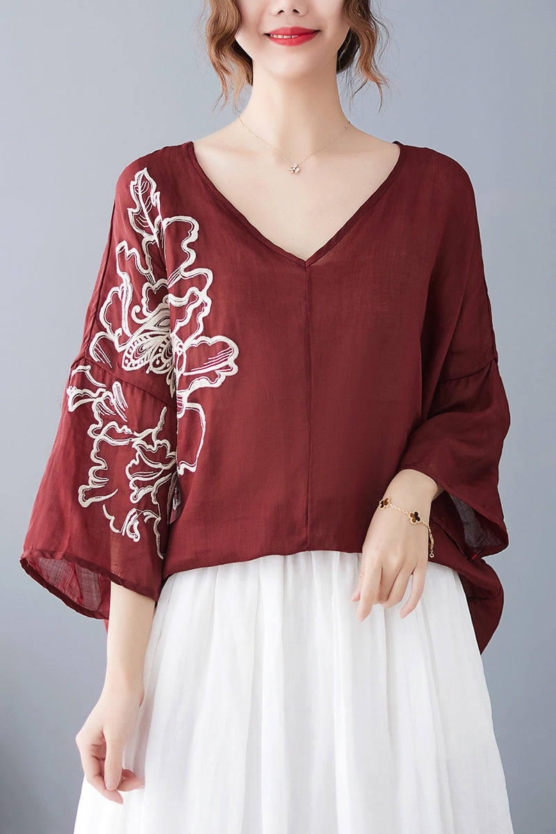 Plus Size Floral Loose Blouse