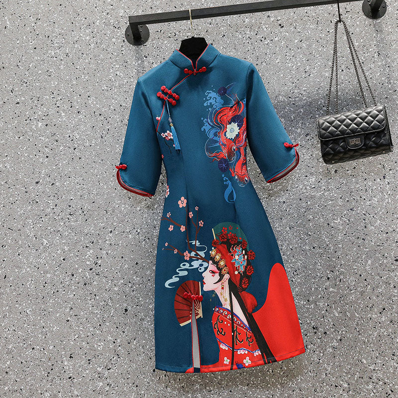 Plus size geisha cheongsam dress