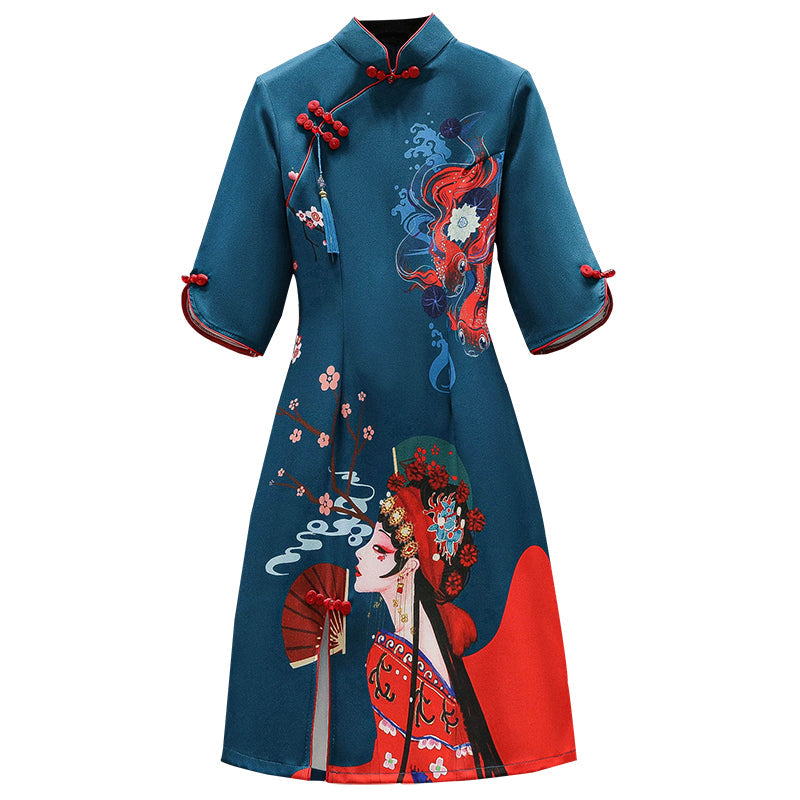 Plus size geisha cheongsam dress