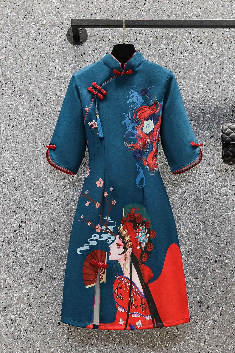 Plus size geisha cheongsam dress