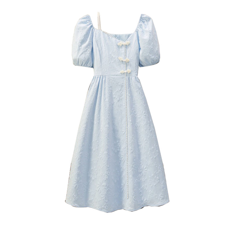 Plus size korean square neck young cheongsam dress
