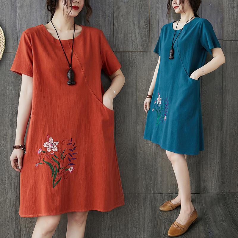 Plus Size Oriental Flower Shift Dress
