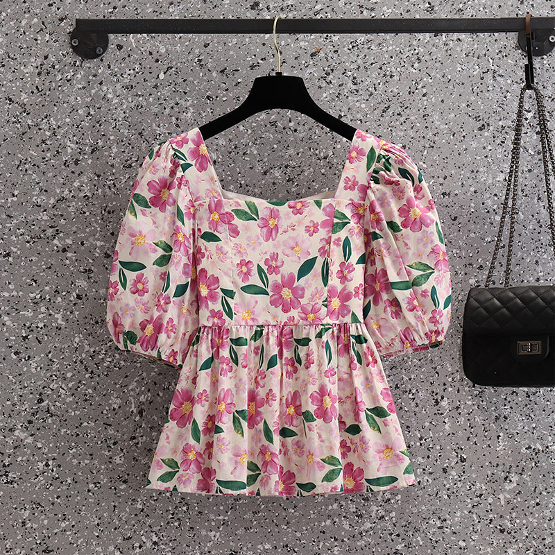 Plus Size Pink Floral Blouse