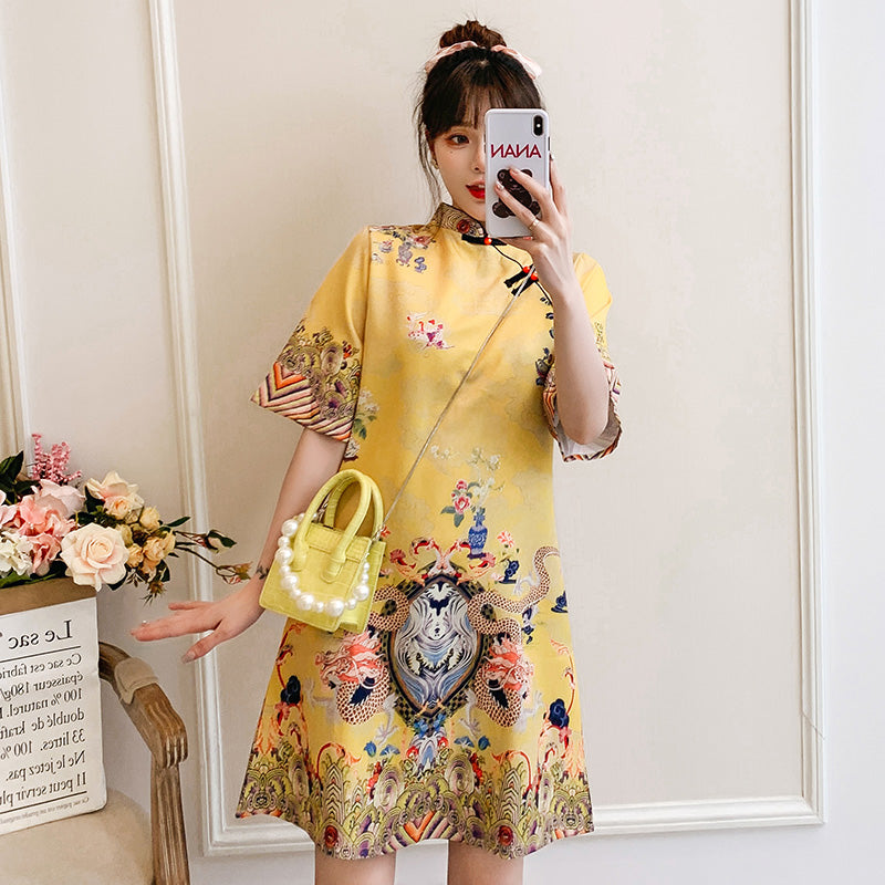 Plus Size Yellow Empress Cheongsam Dress