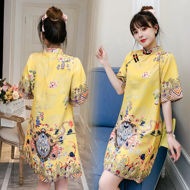 Plus Size Yellow Empress Cheongsam Dress