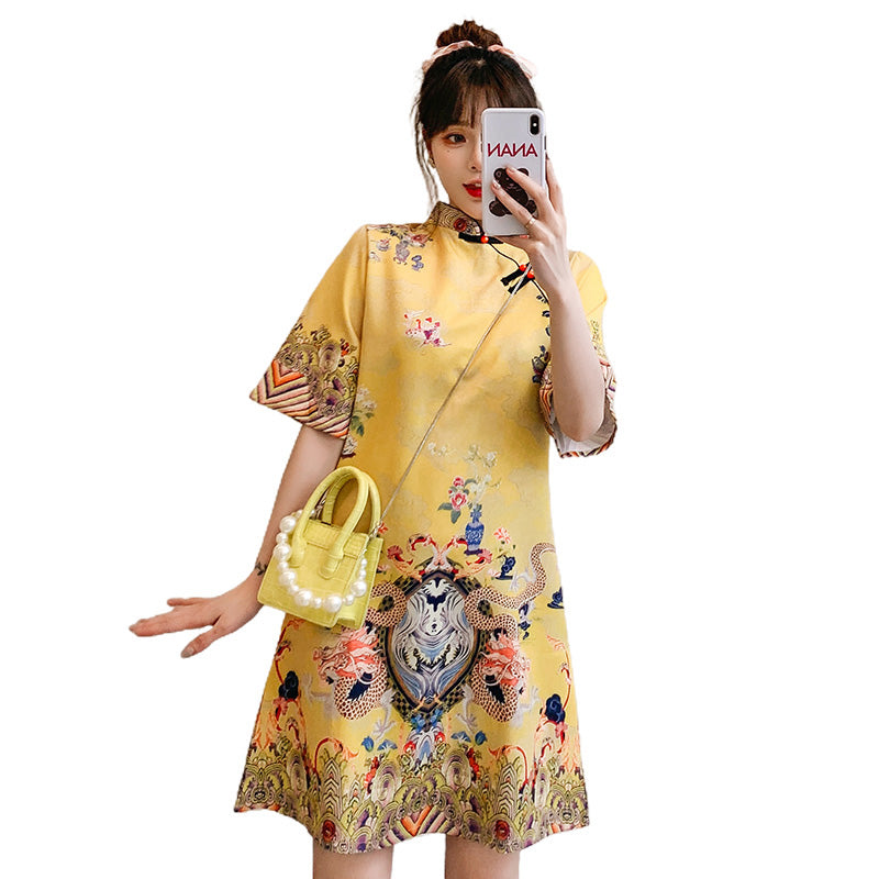 Plus Size Yellow Empress Cheongsam Dress