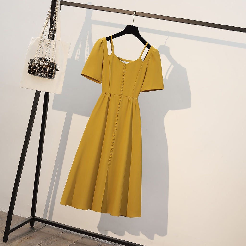 Plus size buttons midi dress