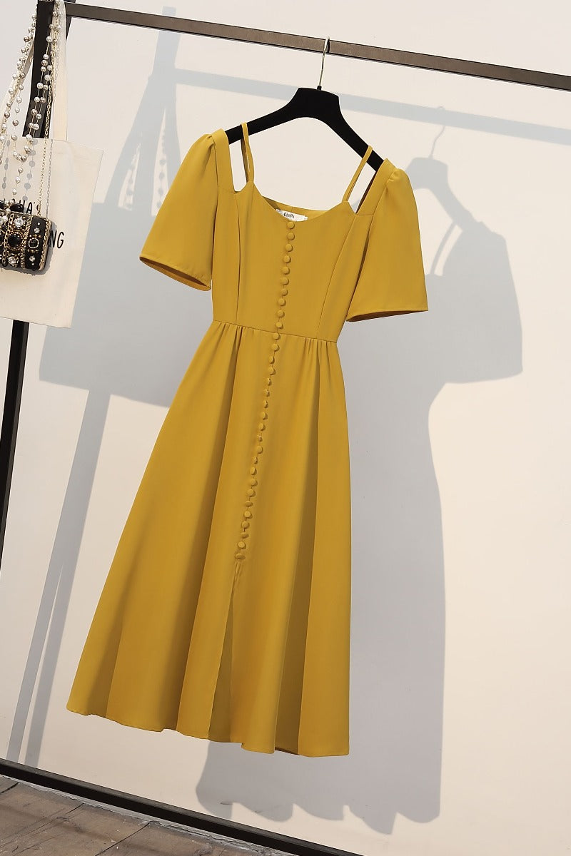 Plus size buttons midi dress
