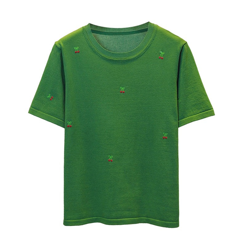 Plus size cherry knit blouse