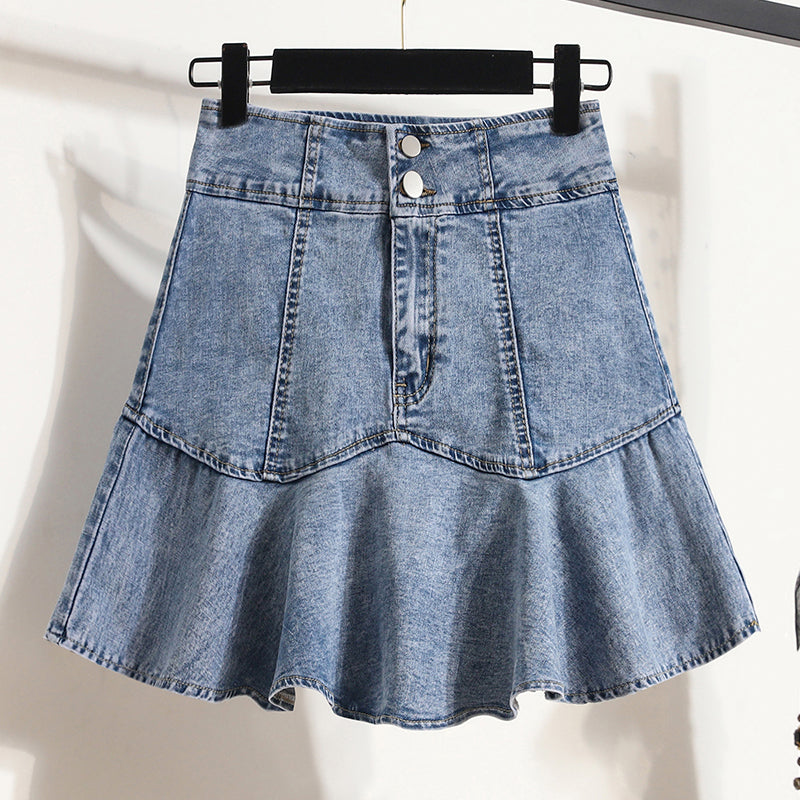 Plus size denim mermaid mini skorts