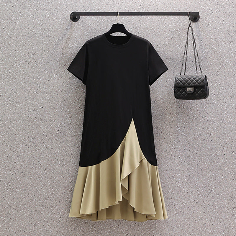 Plus size frills korean dress