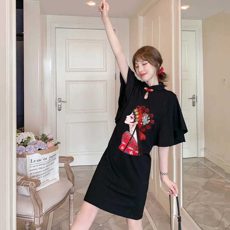 Plus size geisha cheongsam dress