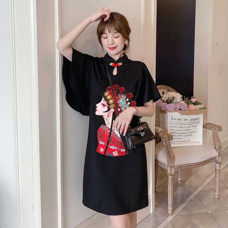 Plus size geisha cheongsam dress