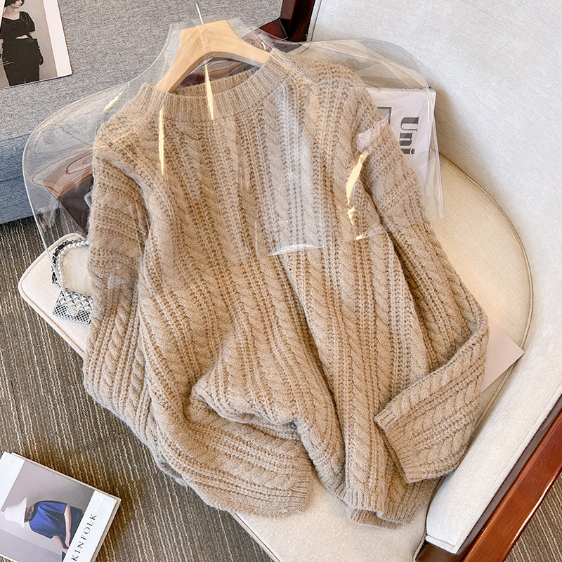 Plus size korean cableknit thick sweater