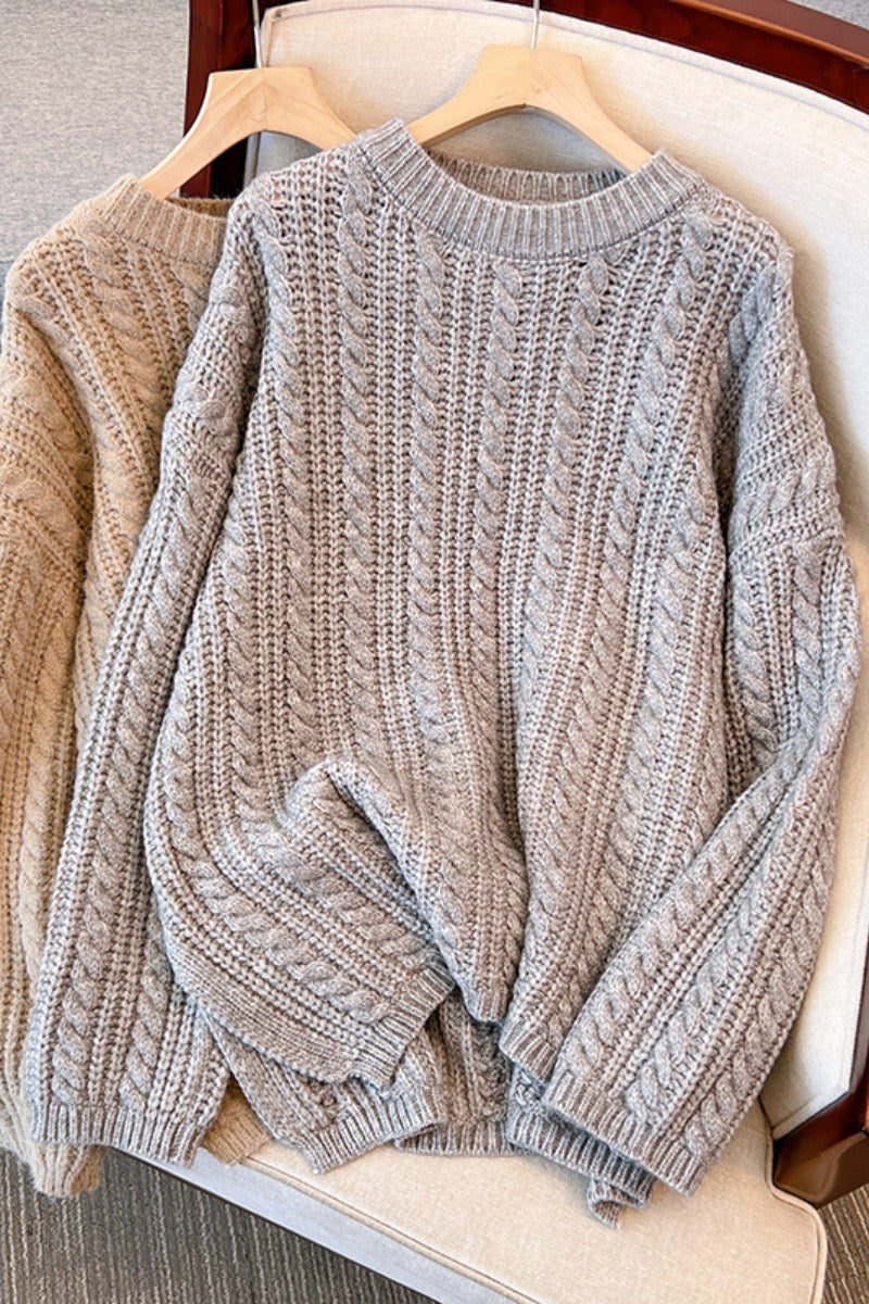 Plus size korean cableknit thick sweater