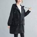 Plus size korean utility tunic jacket with hood