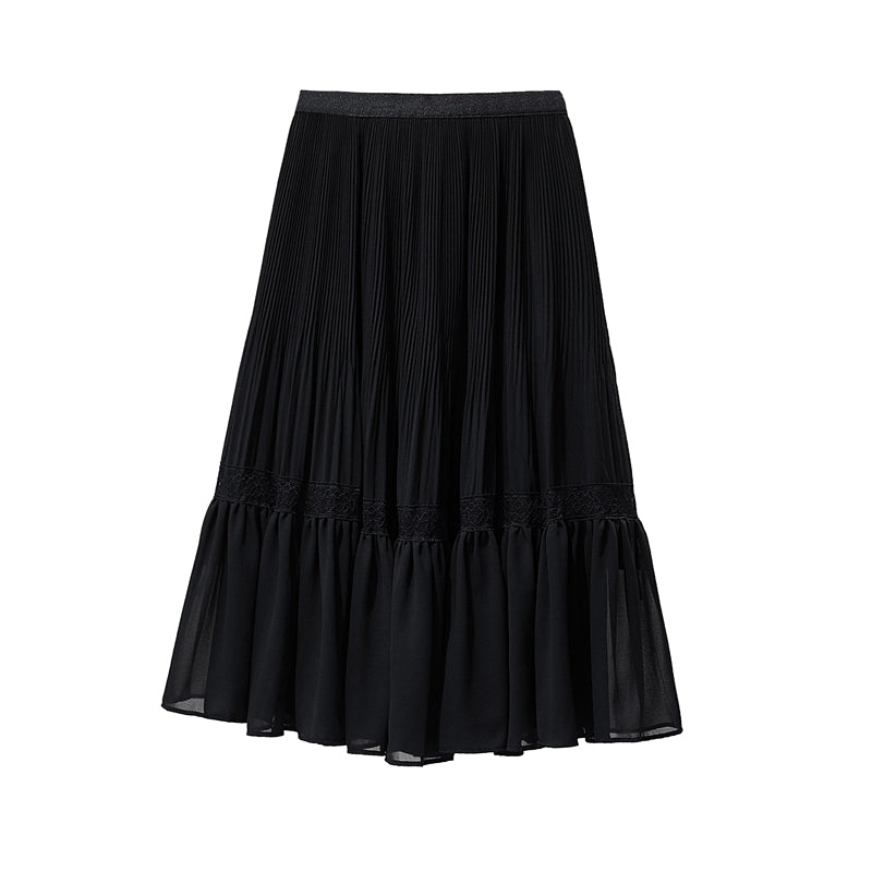 Plus size pleat lace chiffon skirt