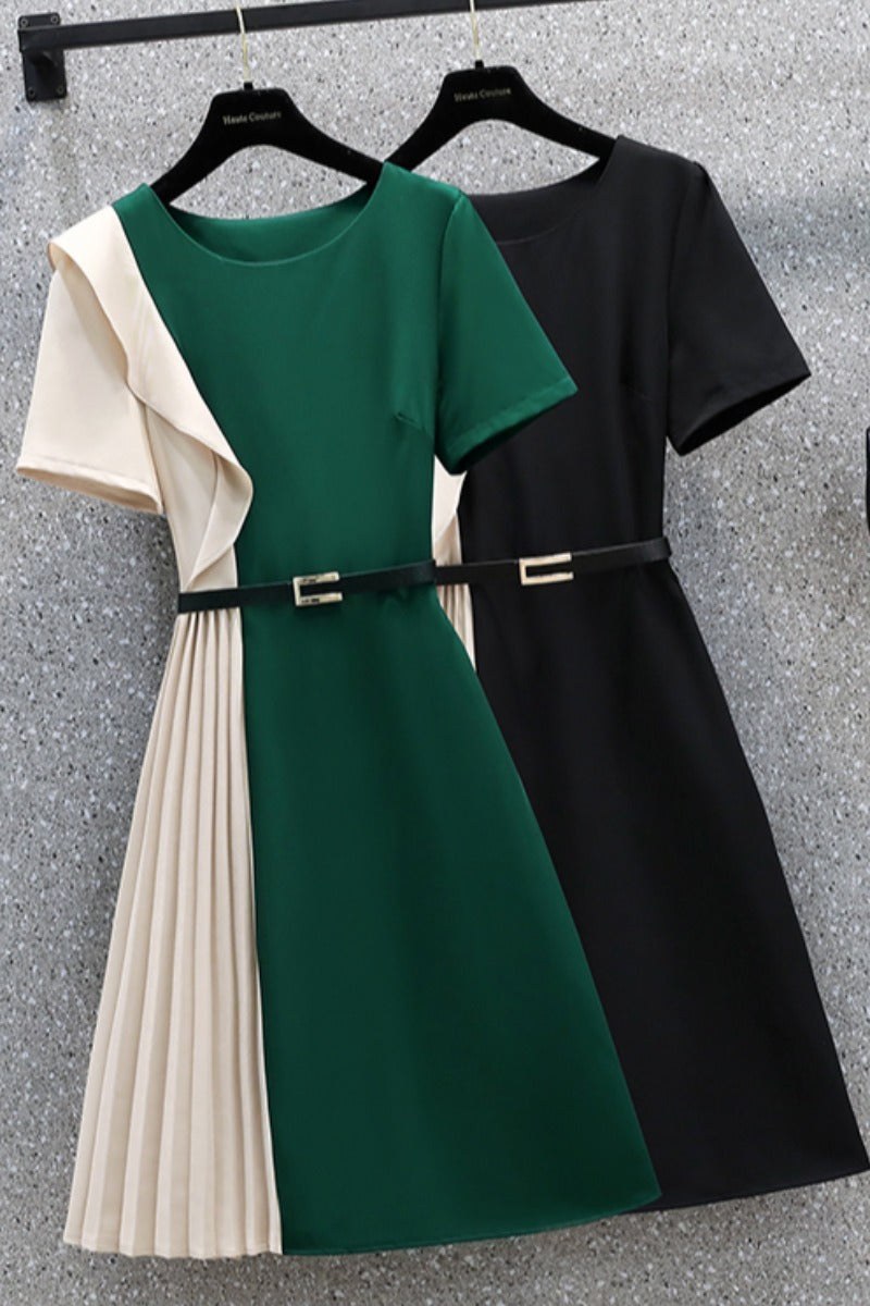 Plus size pleats office dress