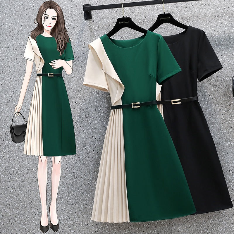 Plus size pleats office dress