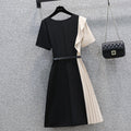 Plus size pleats office dress