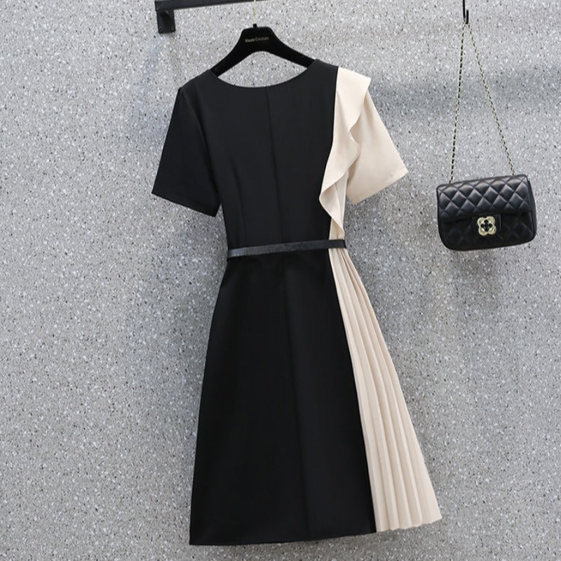 Plus size pleats office dress