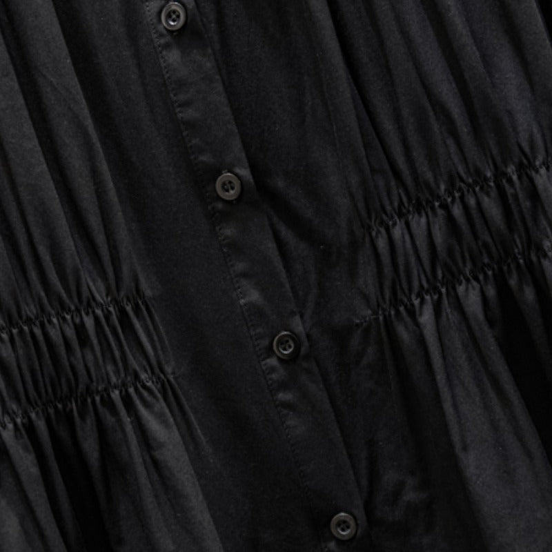 Plus size pleat waist long sleeve blouse