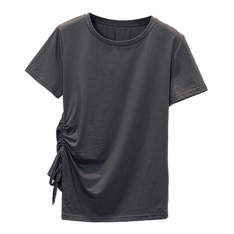 Plus size side gather t shirt top