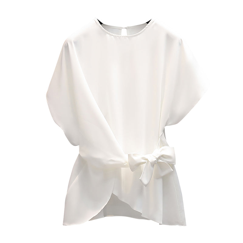 Plus size side tie chiffon blouse
