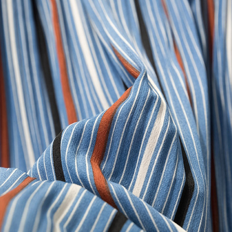 Plus size stripe hem denim midi skirt