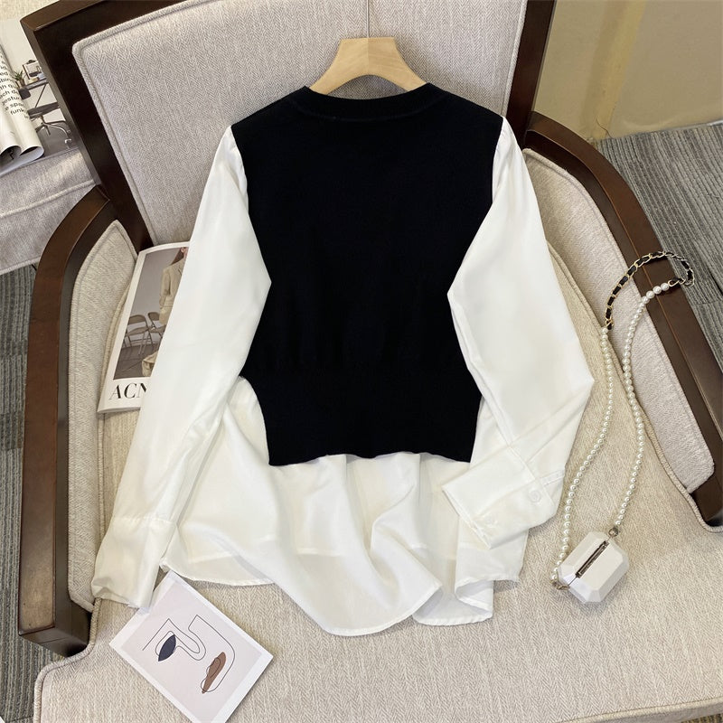 Plus size sweater layer long sleeve top