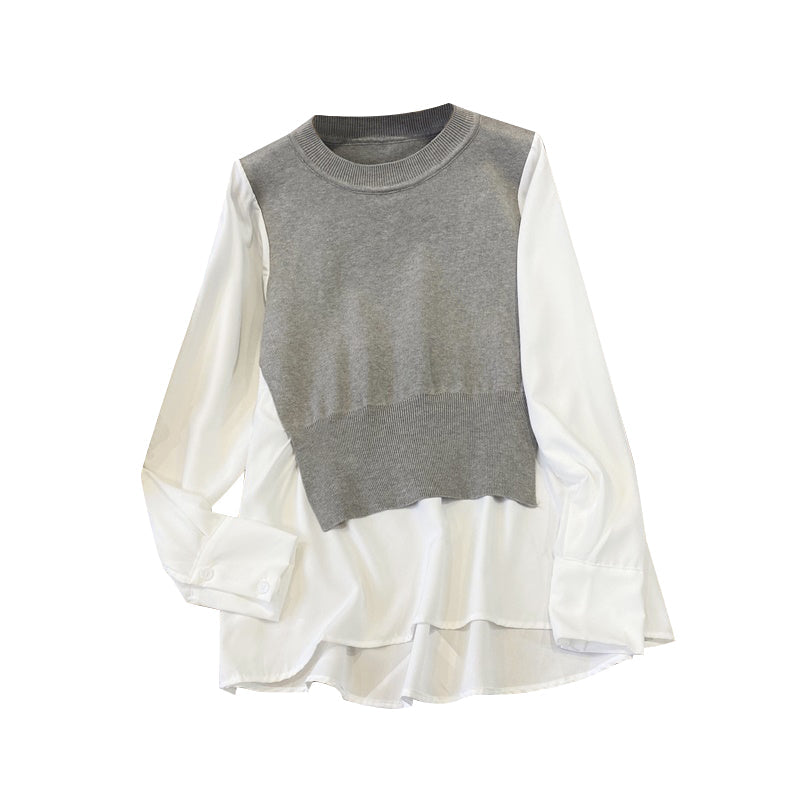 Plus size sweater layer long sleeve top