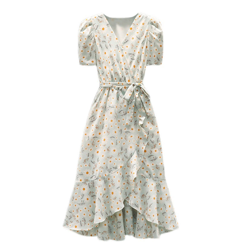 Plus size wrap daisy floral midi dress