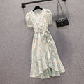 Plus size wrap daisy floral midi dress