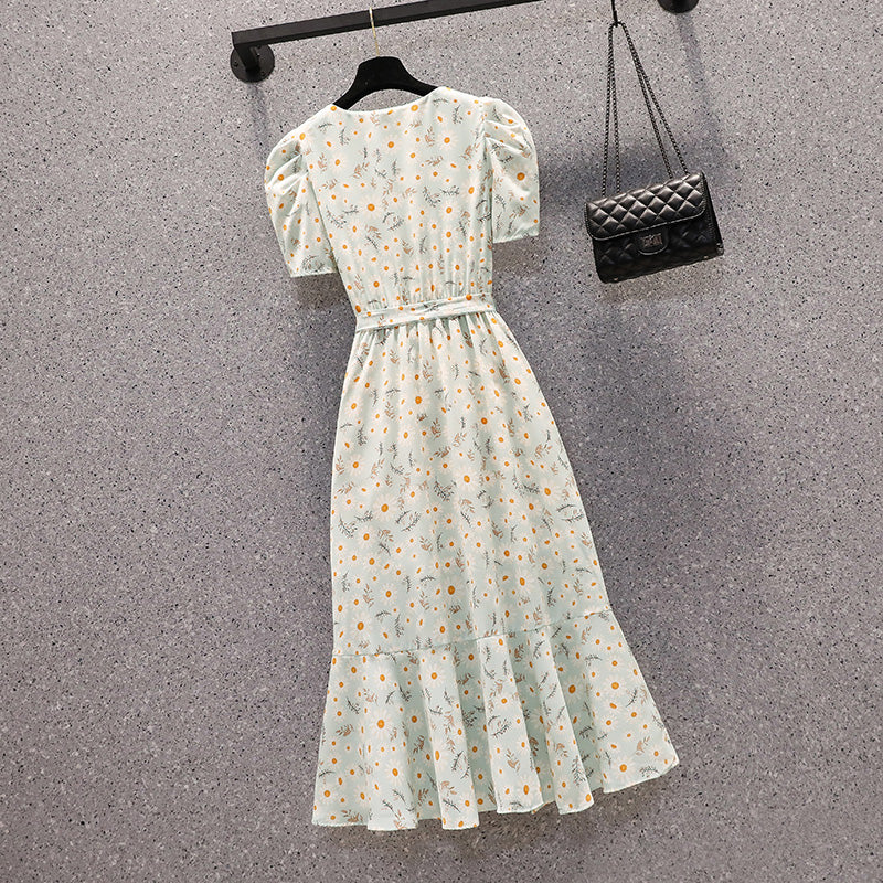 Plus size wrap daisy floral midi dress