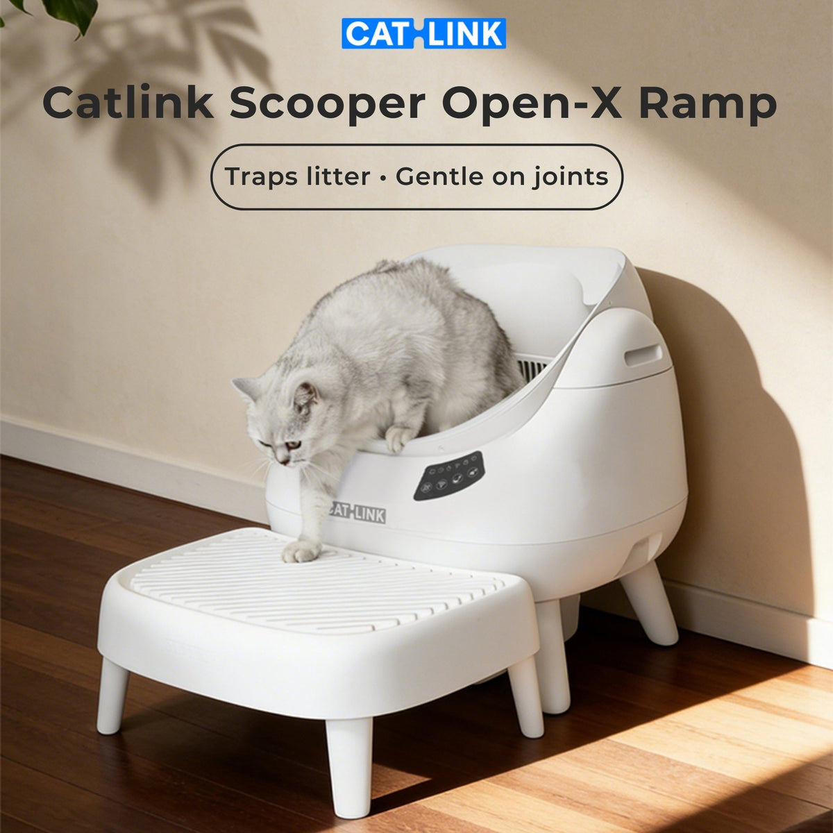 CATLINK Scooper Open-X / Scoop Robot Pro Ramp ( White & Dark Grey Color )