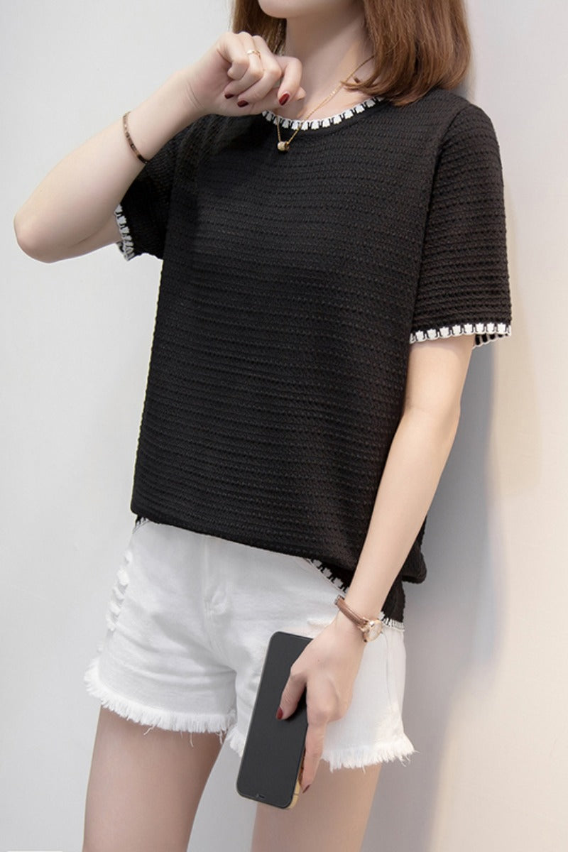 (Special Price!) Plus Size Round Neck Blouse