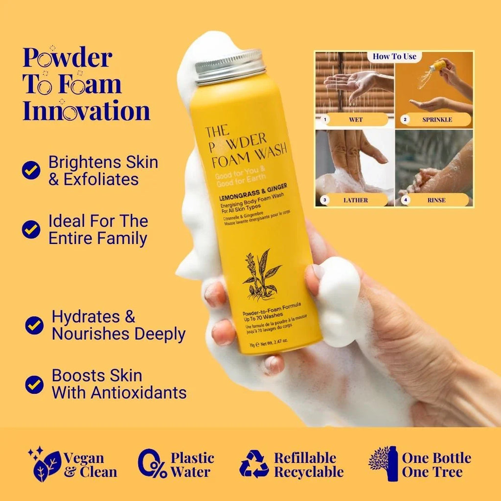 Energising Body Foam Wash For All Skin Types Lemongrass & Turmeric 20g / 0.70oz