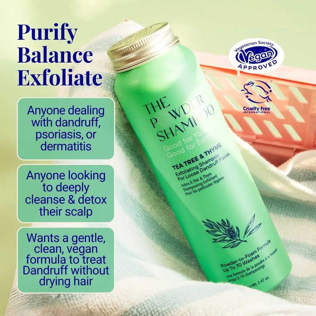 Exfoliating Shampoo For Loose Dandruff Flakes Tea Tree & Salicylic Acid 70g / 2.47oz