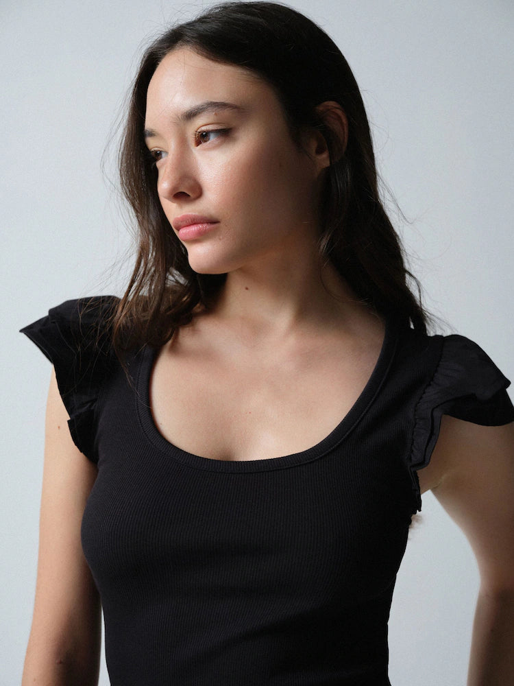 Sleeve Ribbed Top