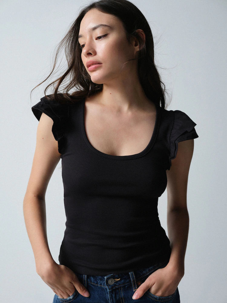 Sleeve Ribbed Top