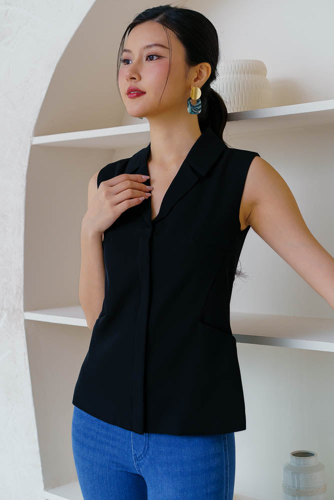 Black V Neck Tops