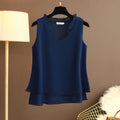 Chiffon Frills v neck Sleeveless Blouse