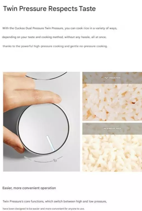 CUCKOO 6 Cup Twin Pressure Rice Cooker - Elegant