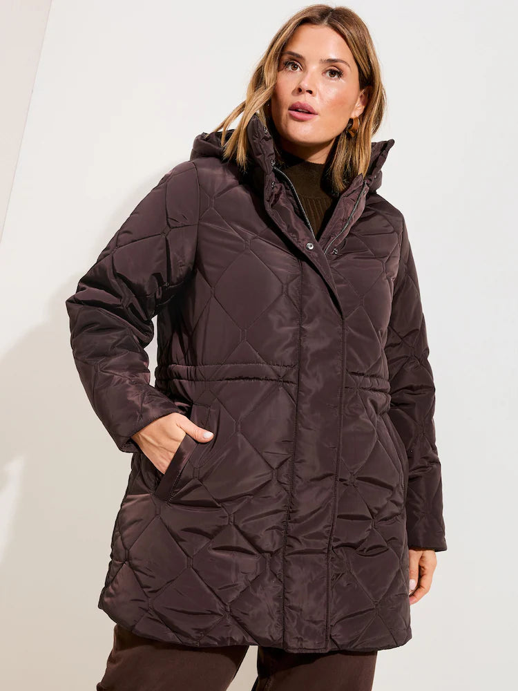 Berry Curve Mid Length Padded Coat