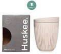 Huskee Coffee Cup + Lid Charcoal/Natural [240ml/8oz] Eco-Friendly Non Toxic
