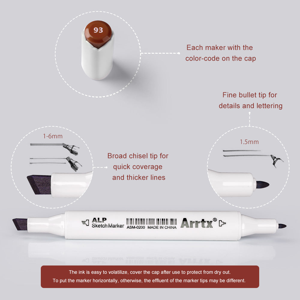 Arrtx 90A Alcohol Chisel and Bullet Marker Set