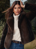 Mink Brown Short Collared Coat