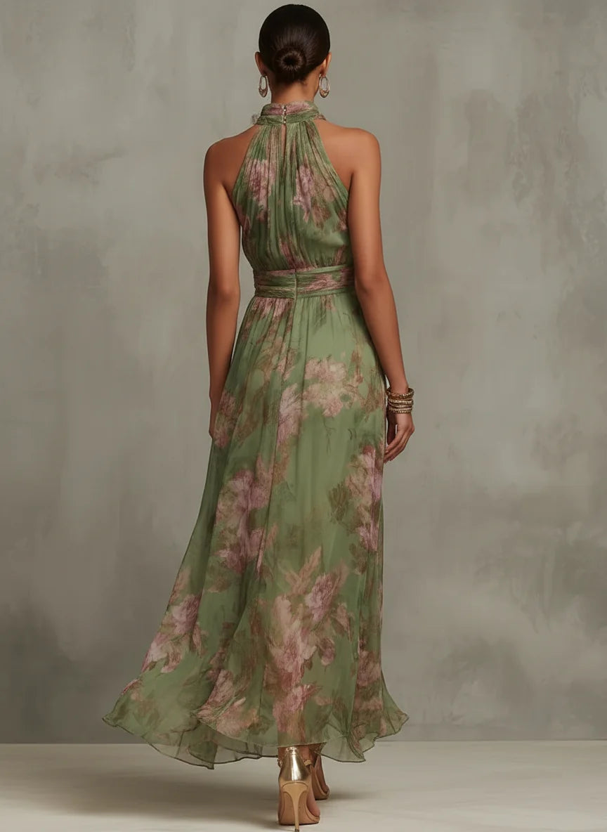 Green Bohemian Maxi Dress for Formal Wedding Guests